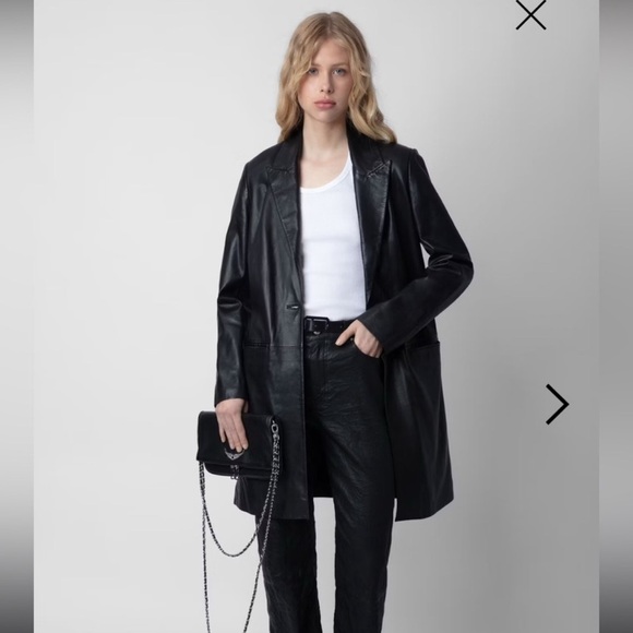 Zadig & Voltaire Black Leather Women's Coat Size S - Picture 1 of 4
